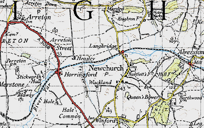 Old map of Langbridge in 1945