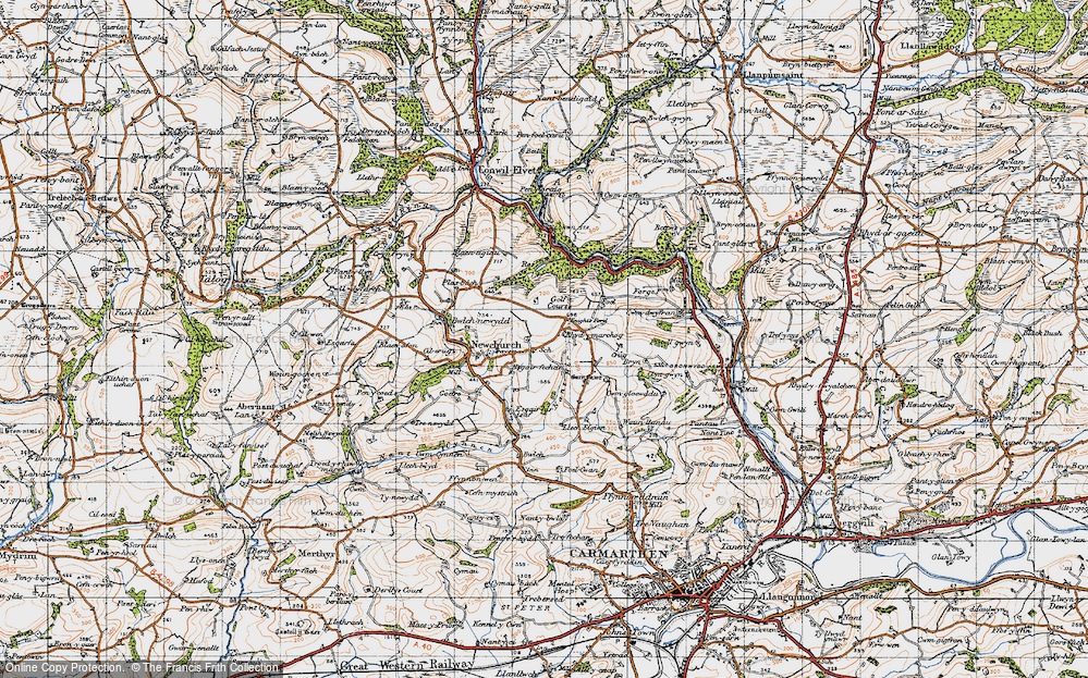 Old Map of Historic Map covering Rhydymarchog in 1946