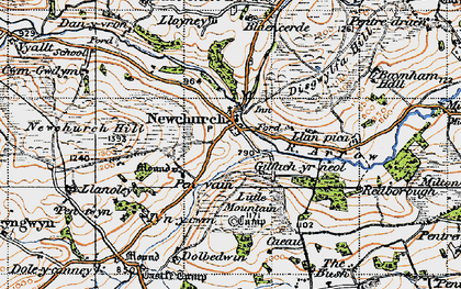 Old map of Newchurch in 1947