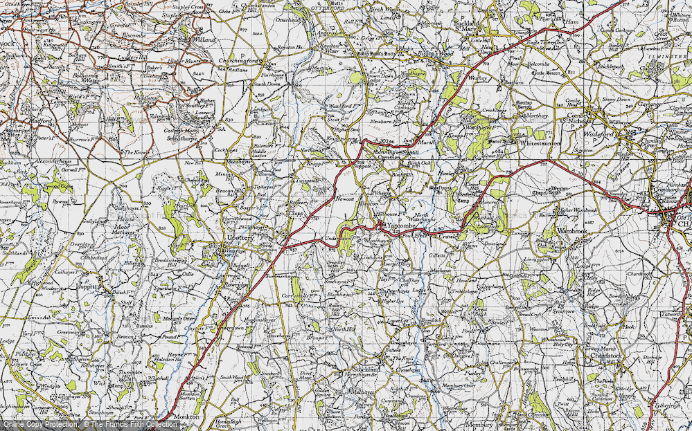 Old Map of Newcott, 1946 in 1946