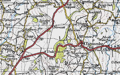 Old map of Newcott in 1946