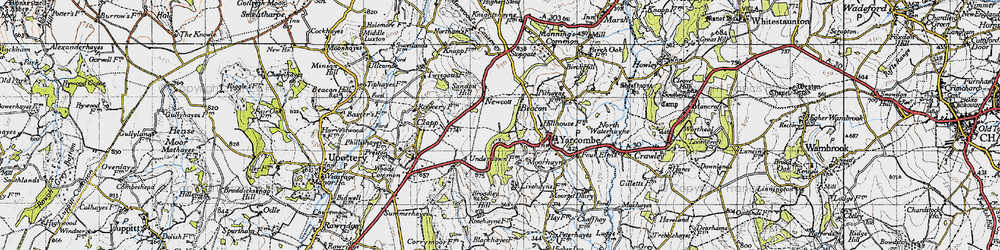 Old map of Newcott in 1946