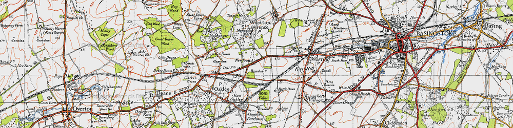 Old map of Newfound in 1945