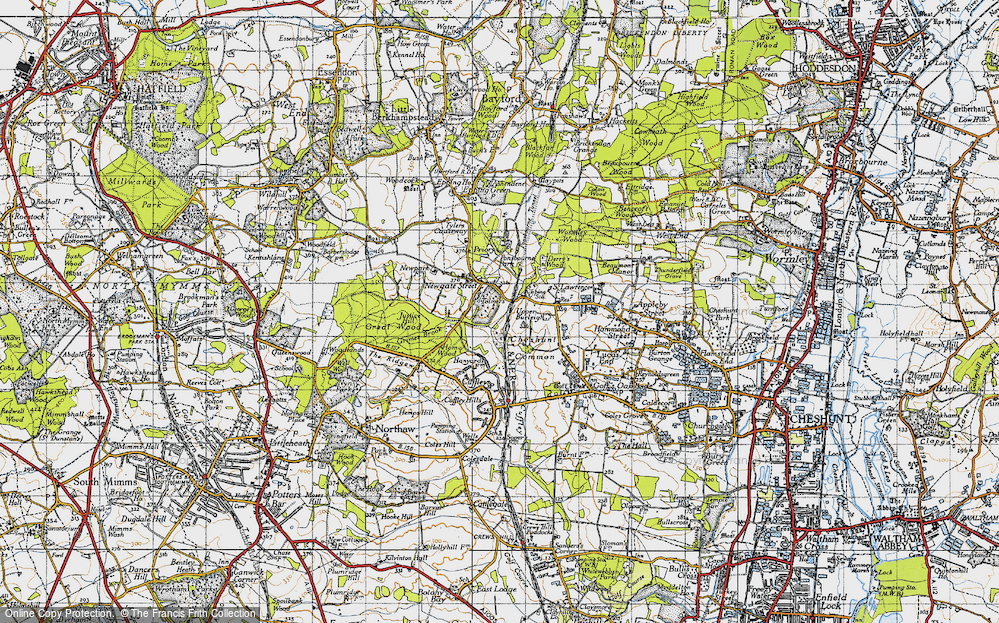 Old Map of Historic Map covering Wormley Wood in 1946