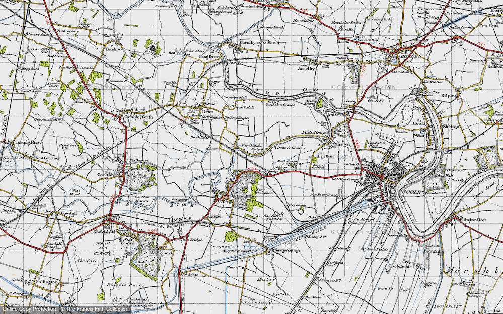 Old Map of Historic Map covering Airmyn Grange in 1947