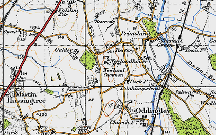 Old map of Newland Common in 1947