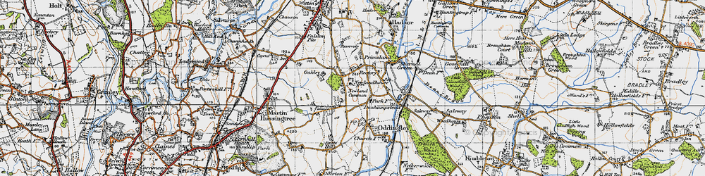 Old map of Newland Common in 1947