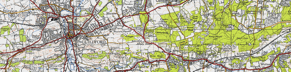 Old map of Albury Downs in 1940