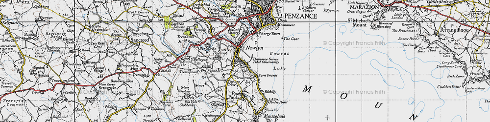 Old map of Newlyn in 1946