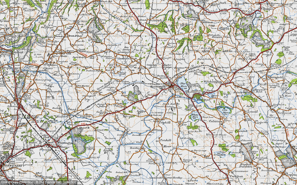 Old Map of Historic Map covering Hardwick in 1947