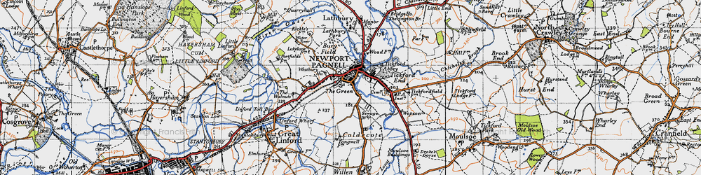 Old map of Newport Pagnell in 1946