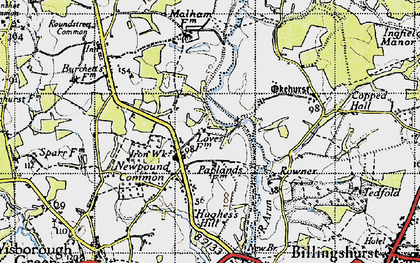 Old map of Newpound Common in 1940