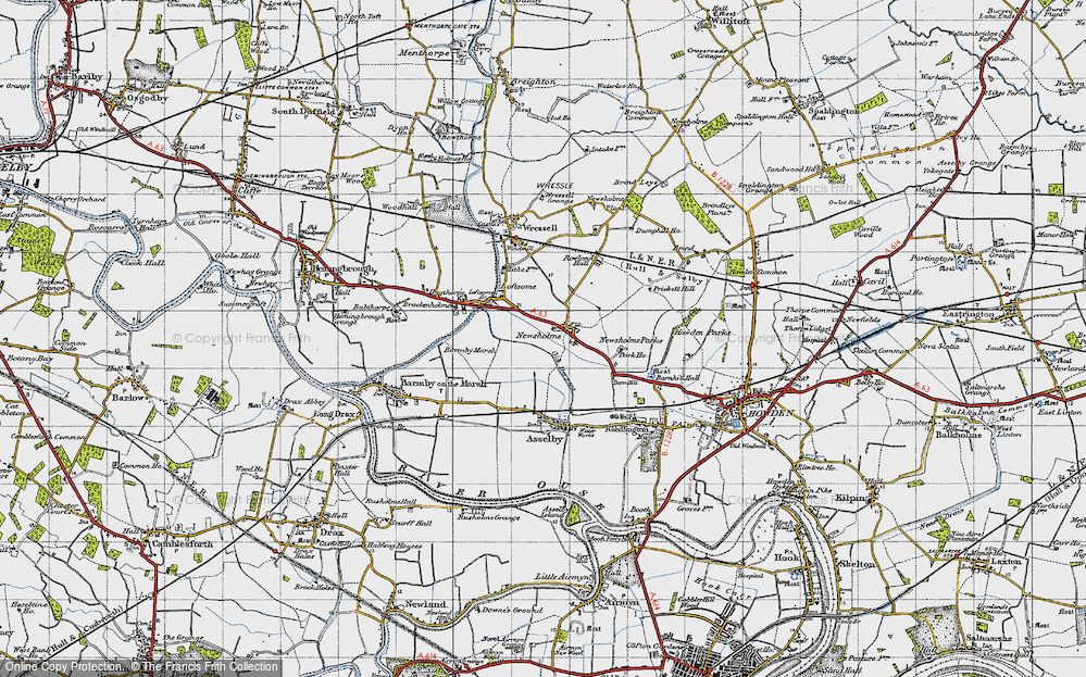 Old Map of Historic Map covering Barmby Marsh in 1947
