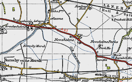 Old map of Barmby Marsh in 1947