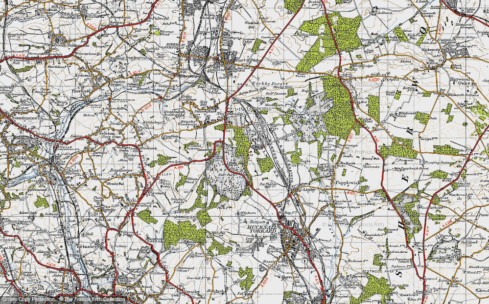 Old Map of Historic Map covering Annesley Plantn in 1946