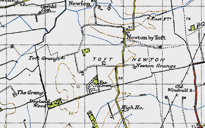 Old map of Newtoft in 1947