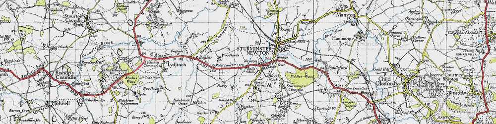 Old map of Bagber Common in 1945