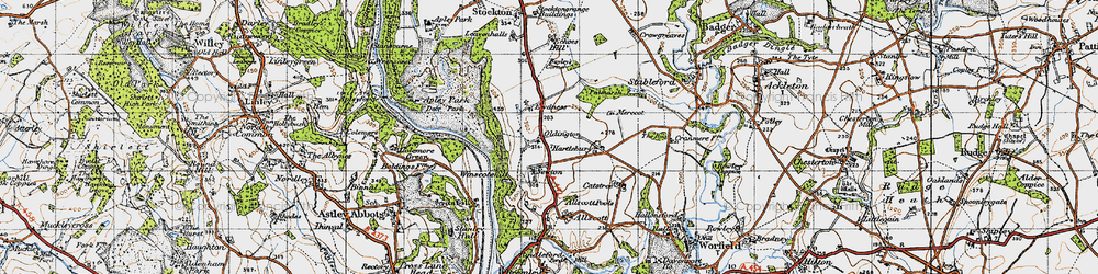 Old map of Winscote Hills in 1946