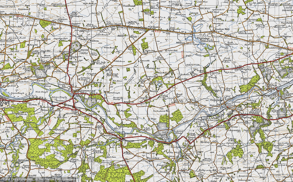 Old Map of Historic Map covering Brockhole Burn in 1947