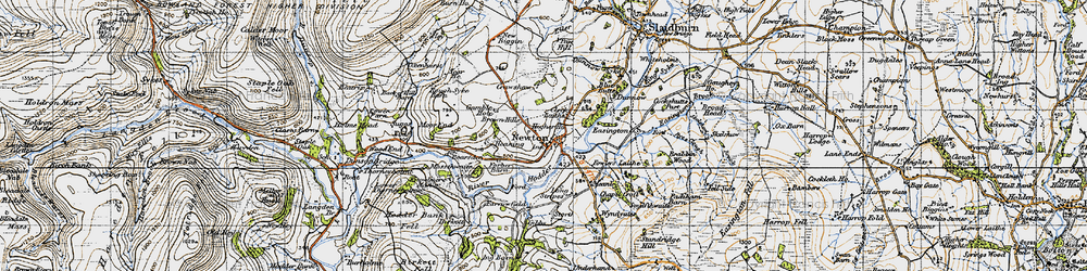 Old map of Newton-in-Bowland in 1947