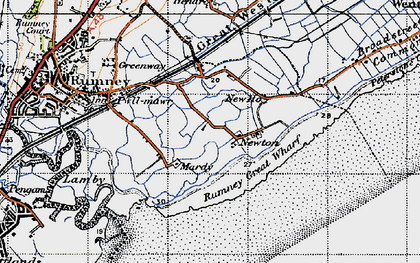 Old map of Rumney Great Wharf in 1947