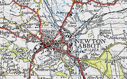 Old map of Newton Abbot in 1946