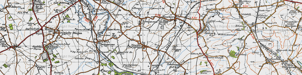 Old map of Newton Burgoland in 1946