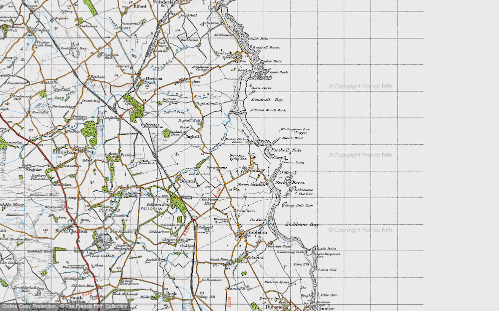 Old Map of Historic Map covering Whittingham Carr in 1947