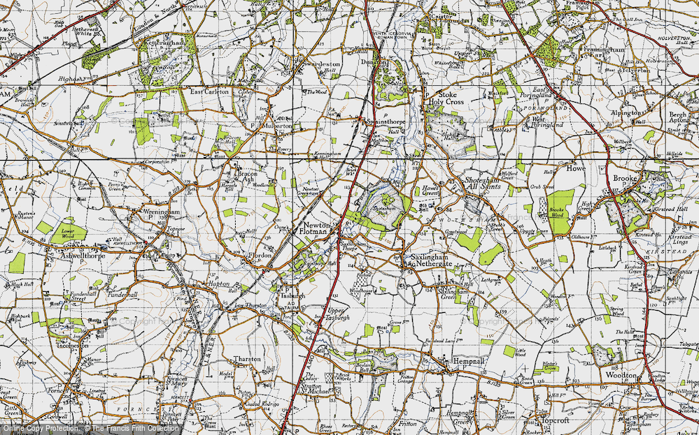 Old Map of Newton Flotman, 1946 in 1946