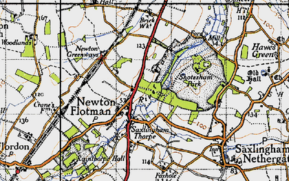 Old map of Newton Flotman in 1946