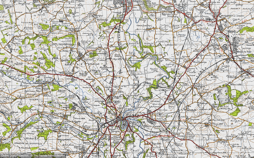 Old Map of Historic Map covering Woodwell Ho in 1947