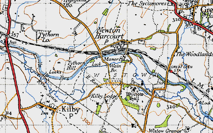 Old map of Newton Harcourt in 1946