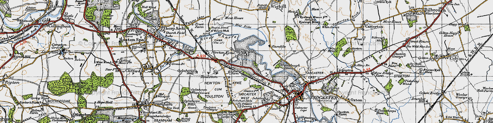 Old map of Newton Kyme in 1947