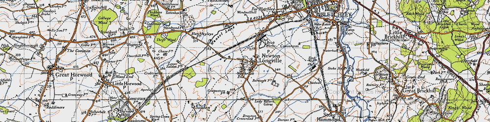 Old map of Newton Longville in 1946