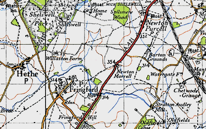 Old map of Newton Morrell in 1946