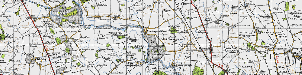 Old map of Newton-on-Ouse in 1947