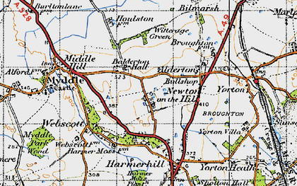 Old map of Newton on the Hill in 1947