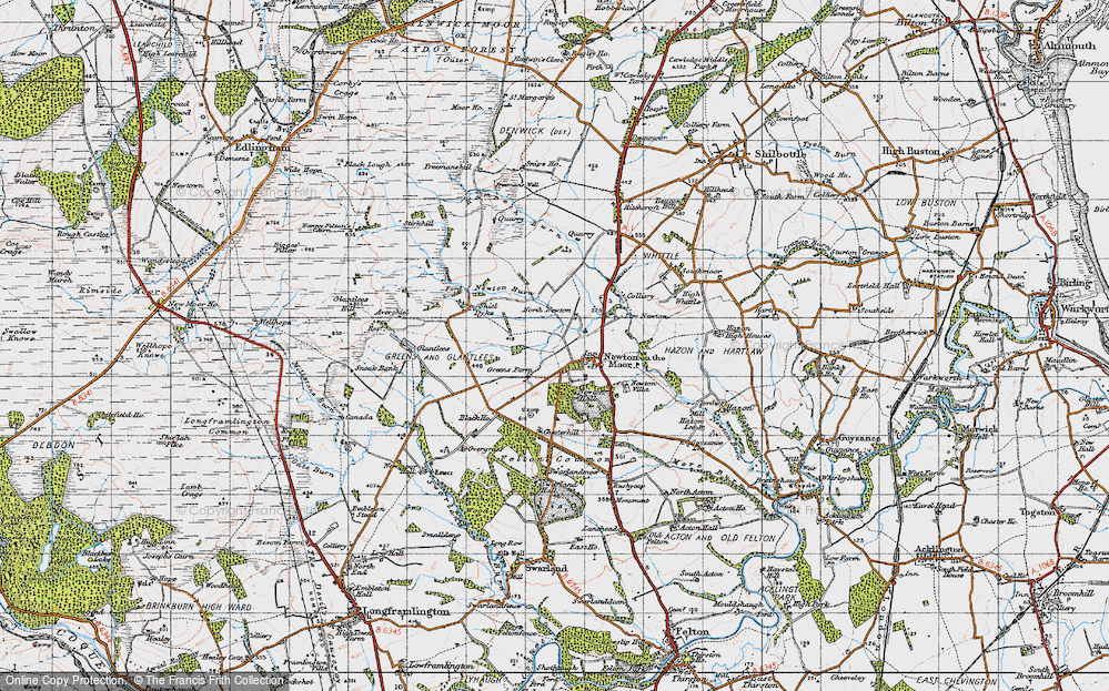 Old Map of Newton on the Moor, 1947 in 1947