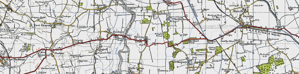 Old map of Newton on Trent in 1947