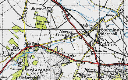 Old map of Newton Peveril in 1940