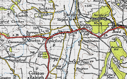 Old map of Newton Poppleford in 1946