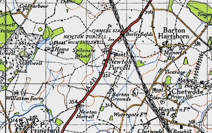 Old map of Newton Purcell in 1946