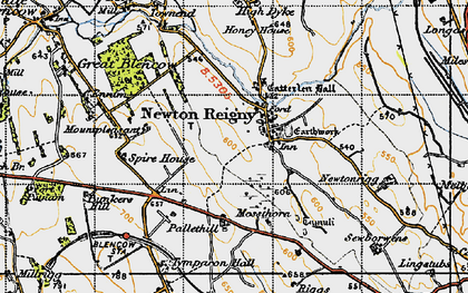 Old map of Newton Reigny in 1947