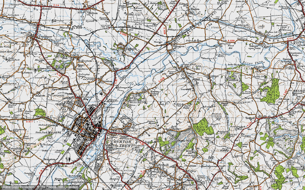 Old Map of Newton Solney, 1946 in 1946