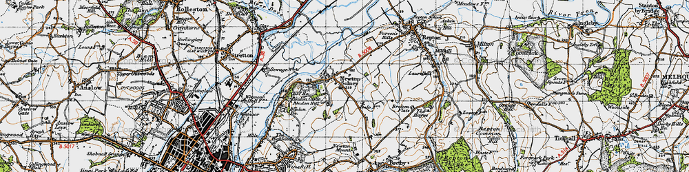 Old map of Newton Solney in 1946