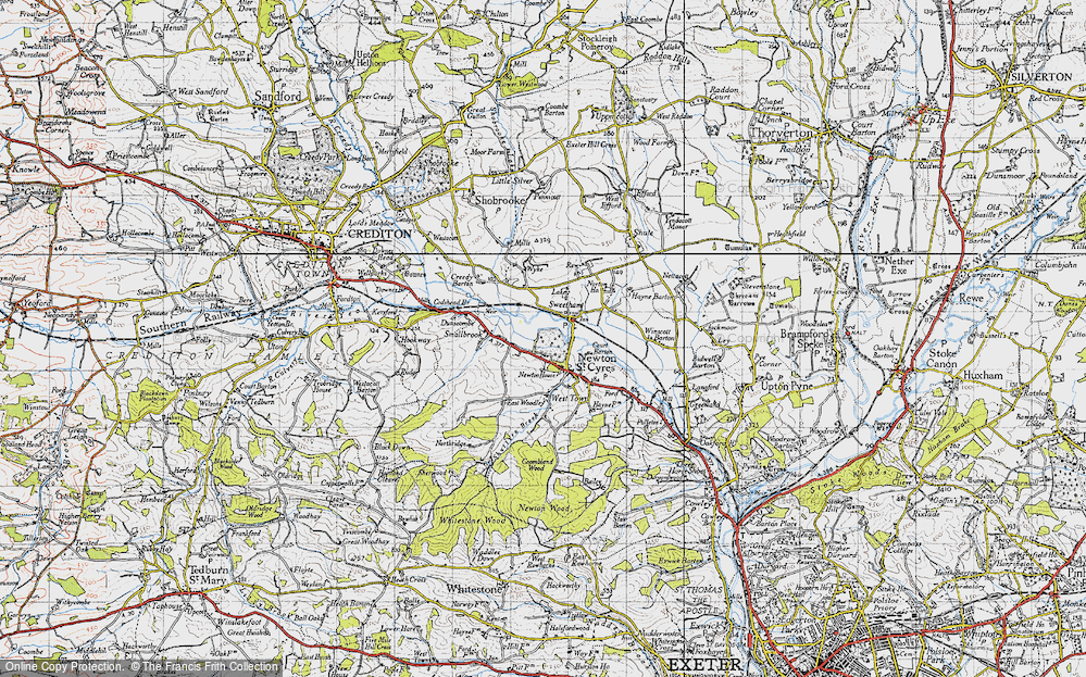 Old Map of Newton St Cyres, 1946 in 1946