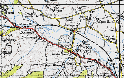 Old map of Newton St Cyres in 1946
