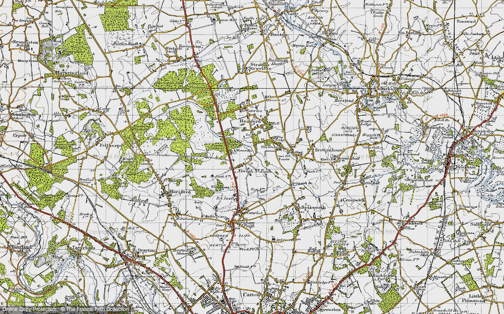 Old Map of Newton St Faith, 1945 in 1945