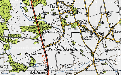 Old map of Newton St Faith in 1945