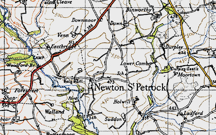 Old map of Newton St Petrock in 1946